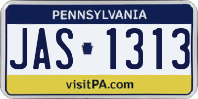 PA license plate JAS1313
