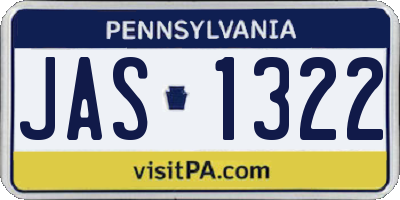 PA license plate JAS1322