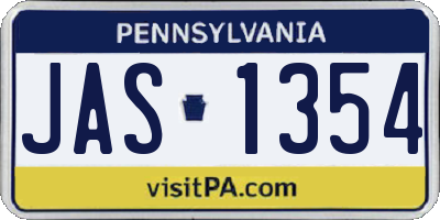 PA license plate JAS1354