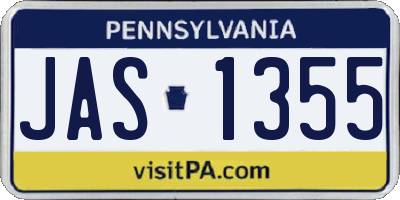 PA license plate JAS1355