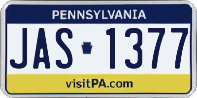 PA license plate JAS1377