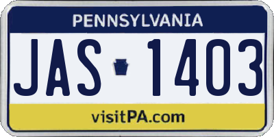 PA license plate JAS1403