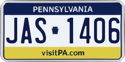 PA license plate JAS1406