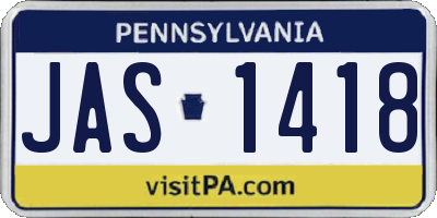 PA license plate JAS1418