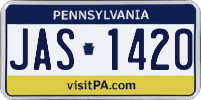 PA license plate JAS1420