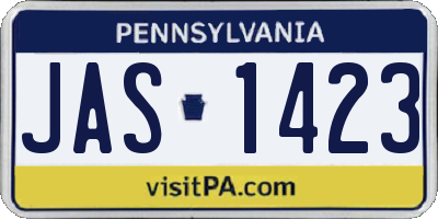 PA license plate JAS1423