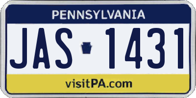 PA license plate JAS1431