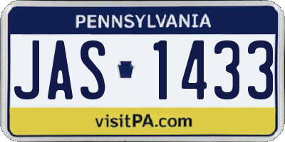 PA license plate JAS1433