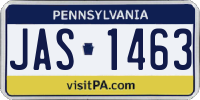 PA license plate JAS1463