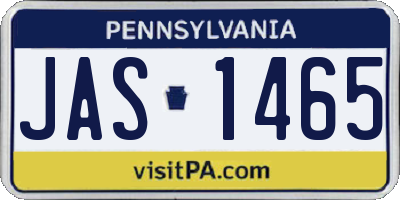 PA license plate JAS1465