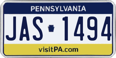 PA license plate JAS1494