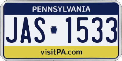PA license plate JAS1533