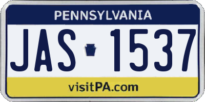 PA license plate JAS1537