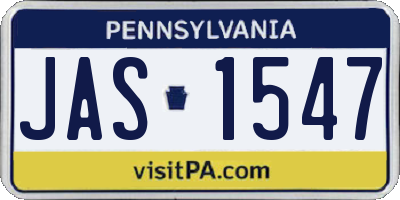 PA license plate JAS1547