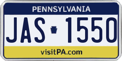 PA license plate JAS1550