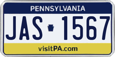 PA license plate JAS1567