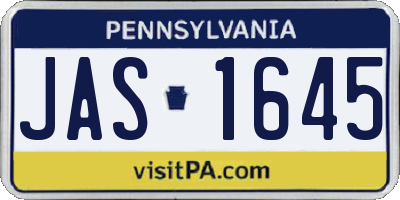 PA license plate JAS1645