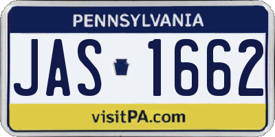 PA license plate JAS1662