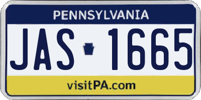 PA license plate JAS1665