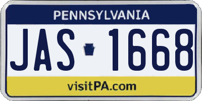 PA license plate JAS1668