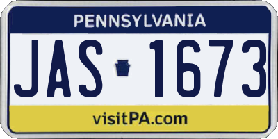 PA license plate JAS1673