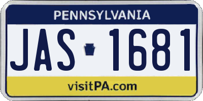 PA license plate JAS1681