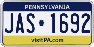 PA license plate JAS1692