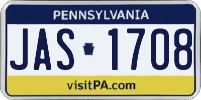 PA license plate JAS1708