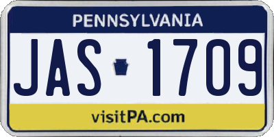 PA license plate JAS1709