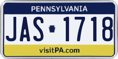 PA license plate JAS1718