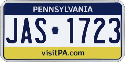 PA license plate JAS1723