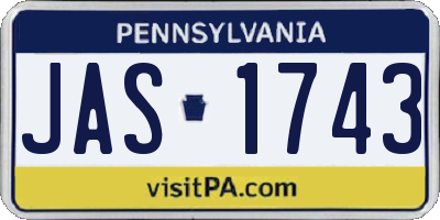 PA license plate JAS1743