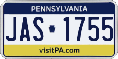 PA license plate JAS1755