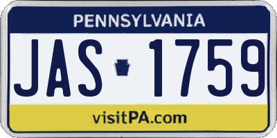 PA license plate JAS1759
