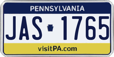 PA license plate JAS1765