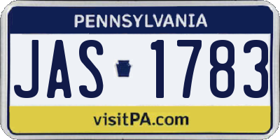 PA license plate JAS1783