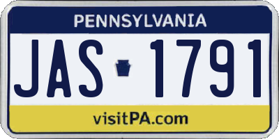 PA license plate JAS1791