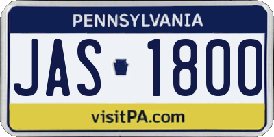 PA license plate JAS1800
