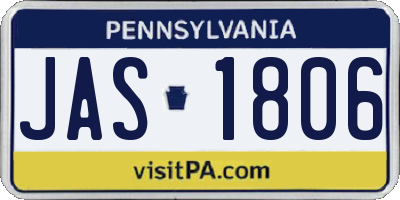 PA license plate JAS1806