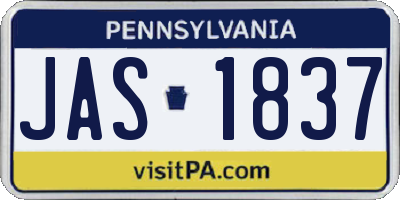 PA license plate JAS1837