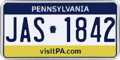 PA license plate JAS1842