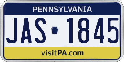 PA license plate JAS1845