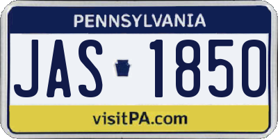 PA license plate JAS1850