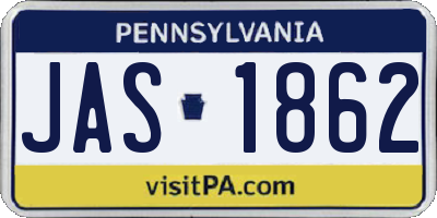 PA license plate JAS1862