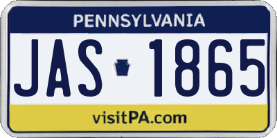 PA license plate JAS1865