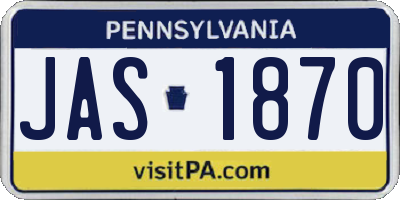 PA license plate JAS1870