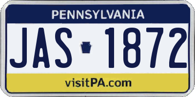PA license plate JAS1872