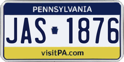 PA license plate JAS1876