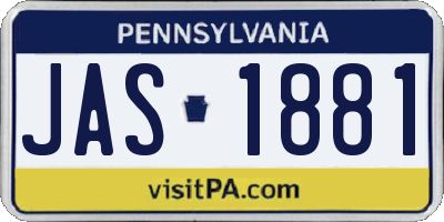 PA license plate JAS1881