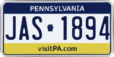 PA license plate JAS1894